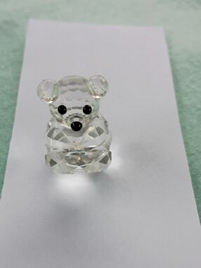 Swarvoski Vintage Faceted Clear Crystal Bear Figurine - Decorative Glass Accent